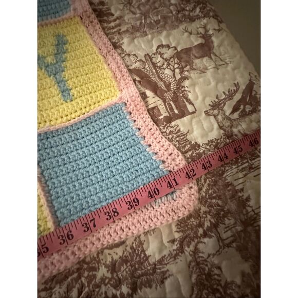 Handmade Toddler Baby Throw Crochet Alphabet ABC Blanket 42" x 49" - Picture 2 of 3